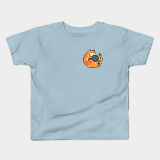 Chonky cat eating graduation hat Kids T-Shirt